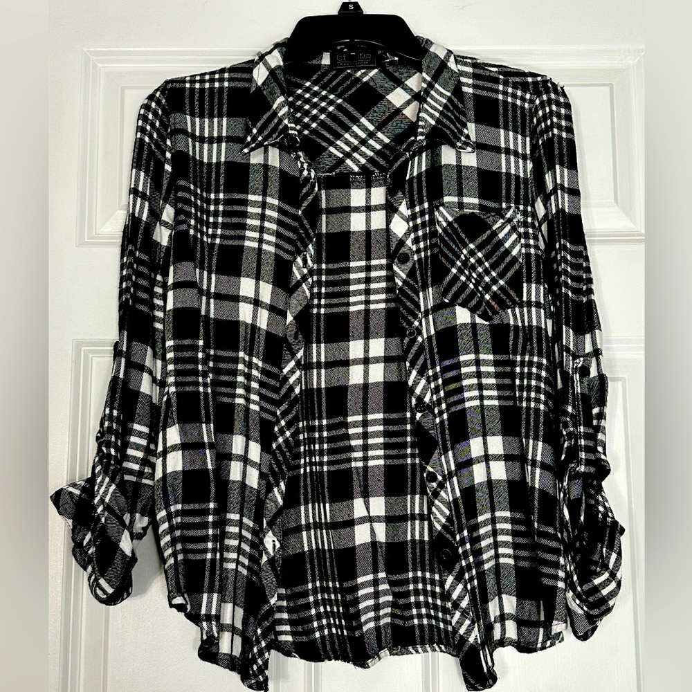 Ci Sono - black and white plaid flannel